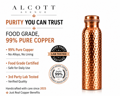 Alcott Avenue® 32 fl oz Hammered Pure Copper Water Bottle